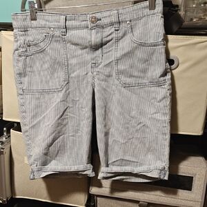 Gloria Vanderbilt Vintage Womens 6 Blue Striped Curvy Slimming Denim Shorts